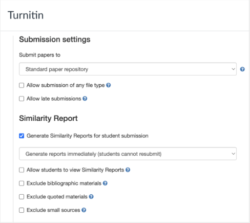 Turnitin Settings pt 1 (alternative)